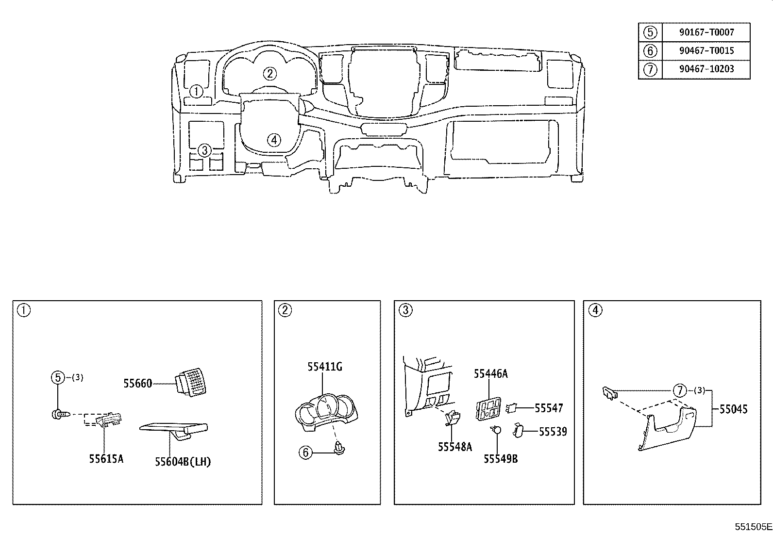 55302-0K010-E0 PANEL SUB-ASSY, INSTRUMENT, UPPER product image