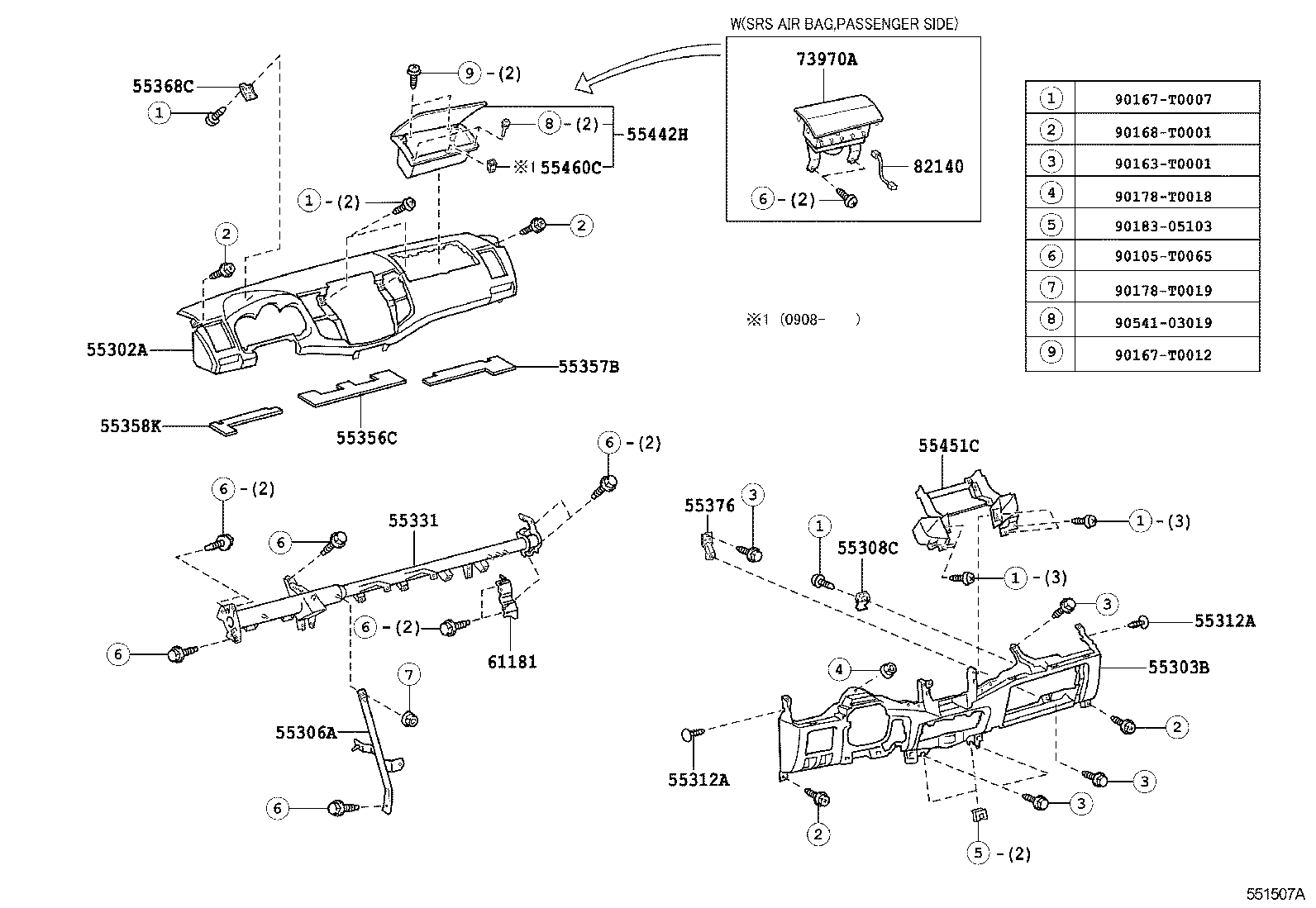 55302-0K010-E0 PANEL SUB-ASSY, INSTRUMENT, UPPER product image