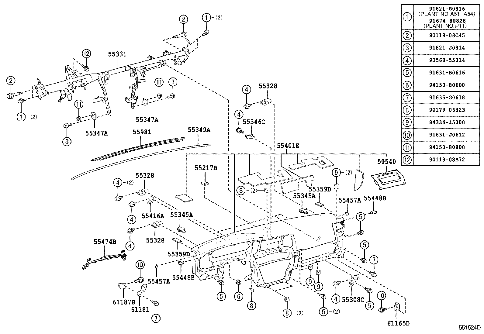 55405-35440 PANEL SUB-ASSY, INSTRUMENT CLUSTER FINISH, CENTER product image