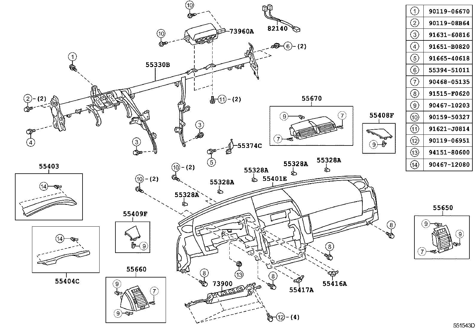 55405-22390 PANEL SUB-ASSY, INSTRUMENT CLUSTER FINISH, CENTER product image