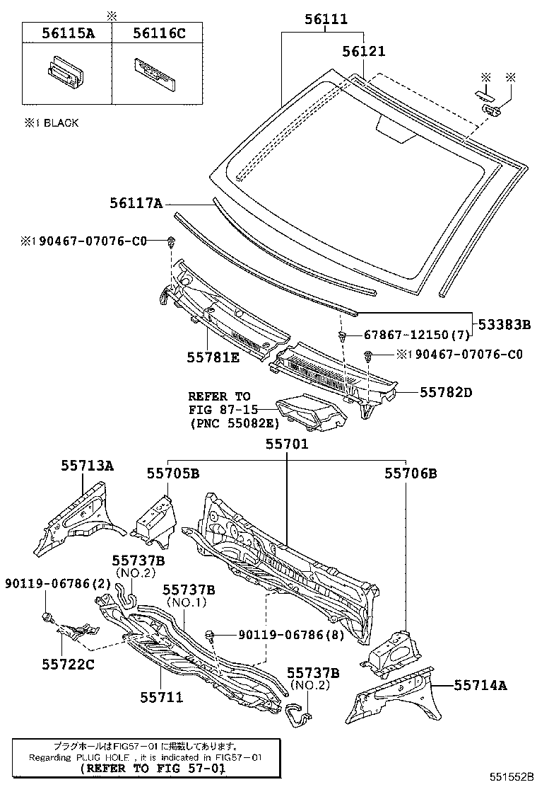 55708-0D090 LOUVER SUB-ASSY, COWL TOP VENTILATOR product image