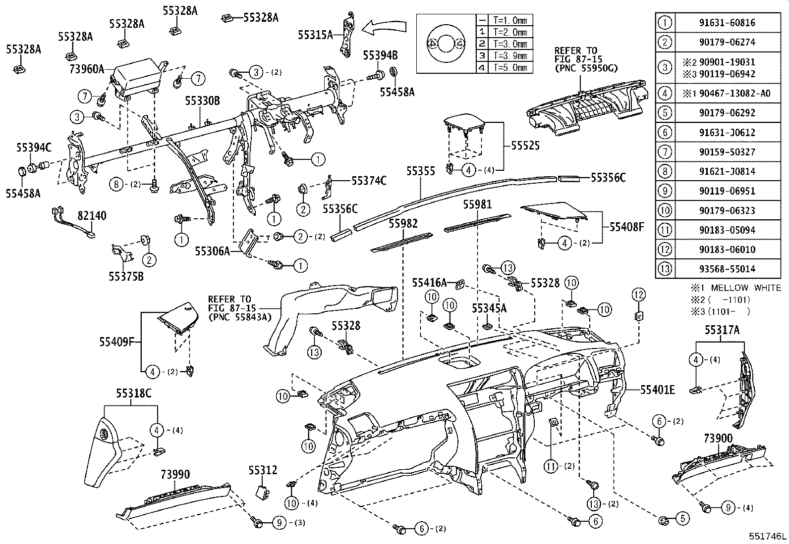 55054-50110 STOPPER SUB-ASSY, GLOVE COMPARTMENT DOOR product image