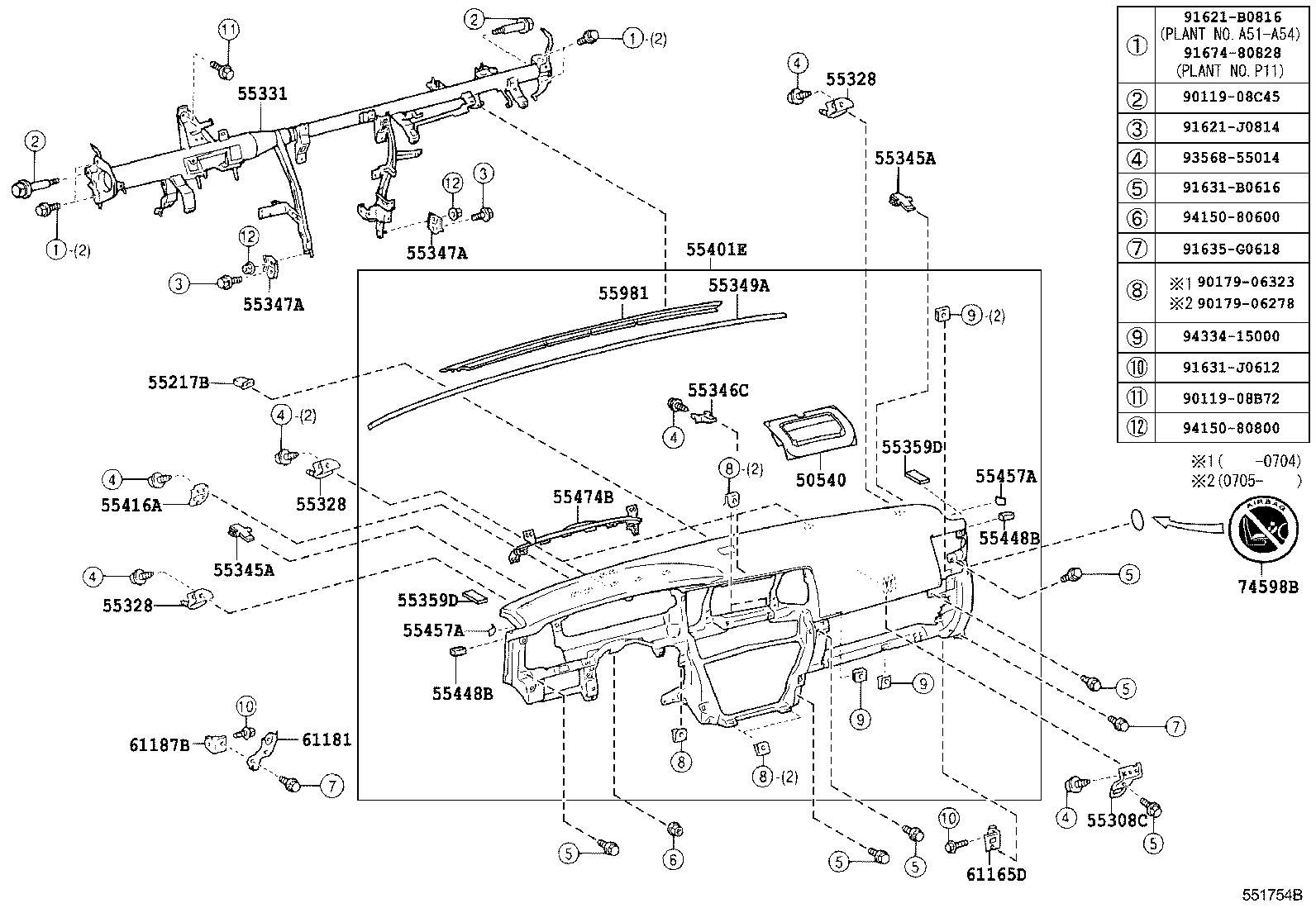 55046-35060 PANEL, INSTRUMENT PANEL FINISH, LOWER NO.2 product image