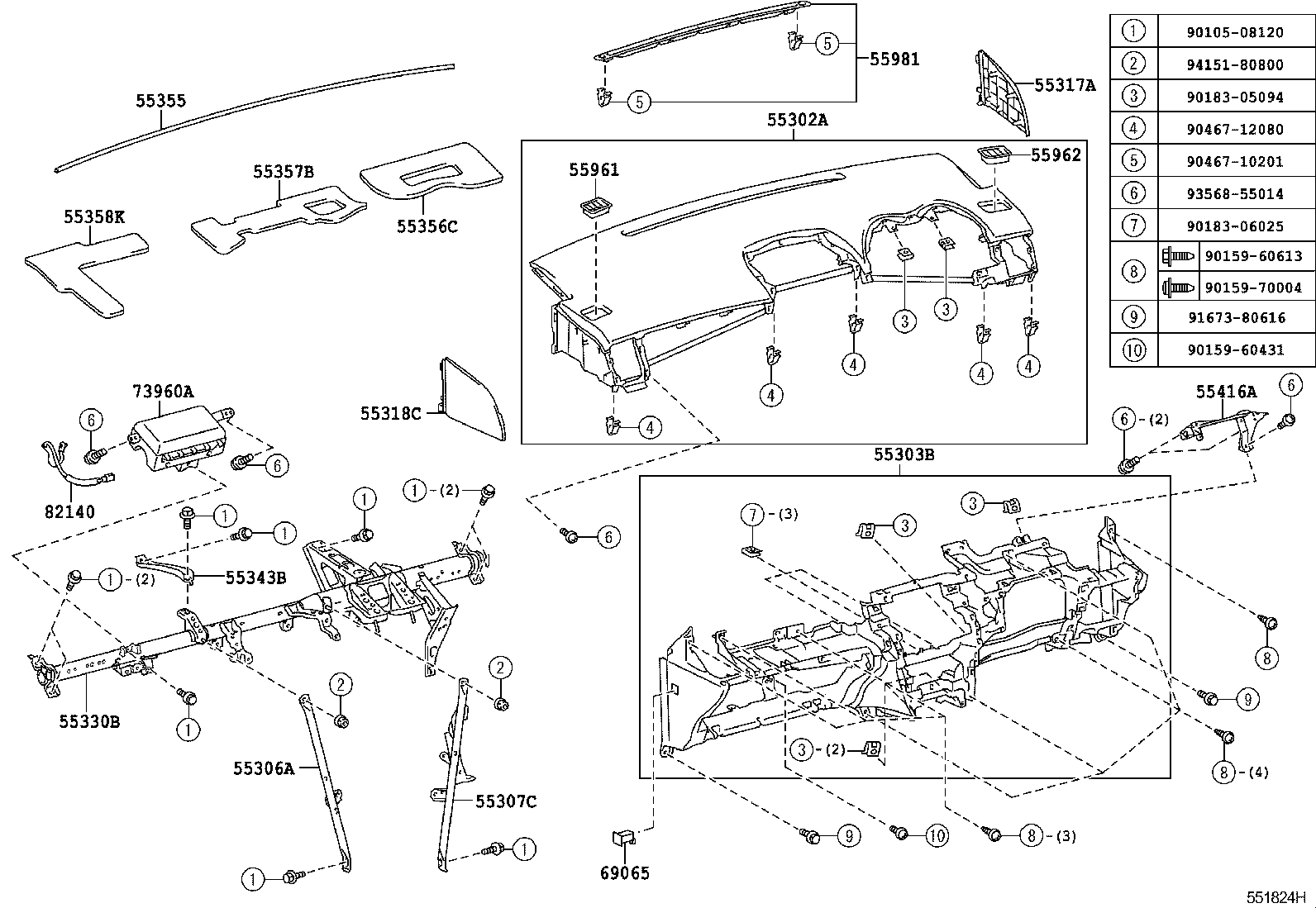 55302-12121-E0 PANEL SUB-ASSY, INSTRUMENT, UPPER product image
