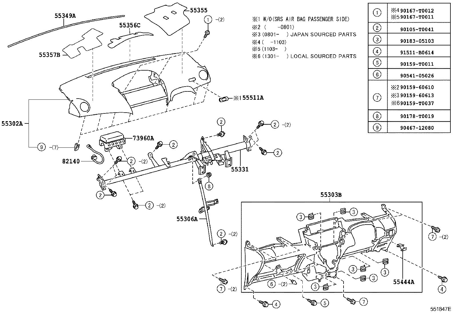 55302-0D080-B0 PANEL SUB-ASSY, INSTRUMENT, UPPER product image
