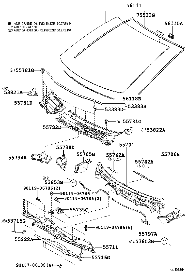 53383-02100 SEAL, HOOD TO COWL TOP product image