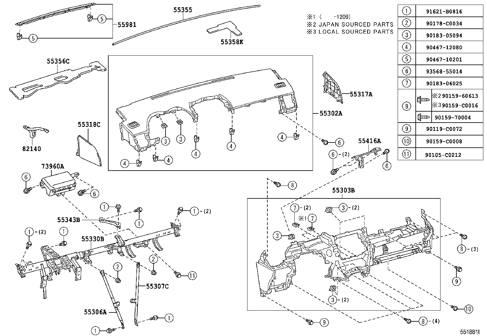 55302-02230-B0 PANEL SUB-ASSY, INSTRUMENT, UPPER product image