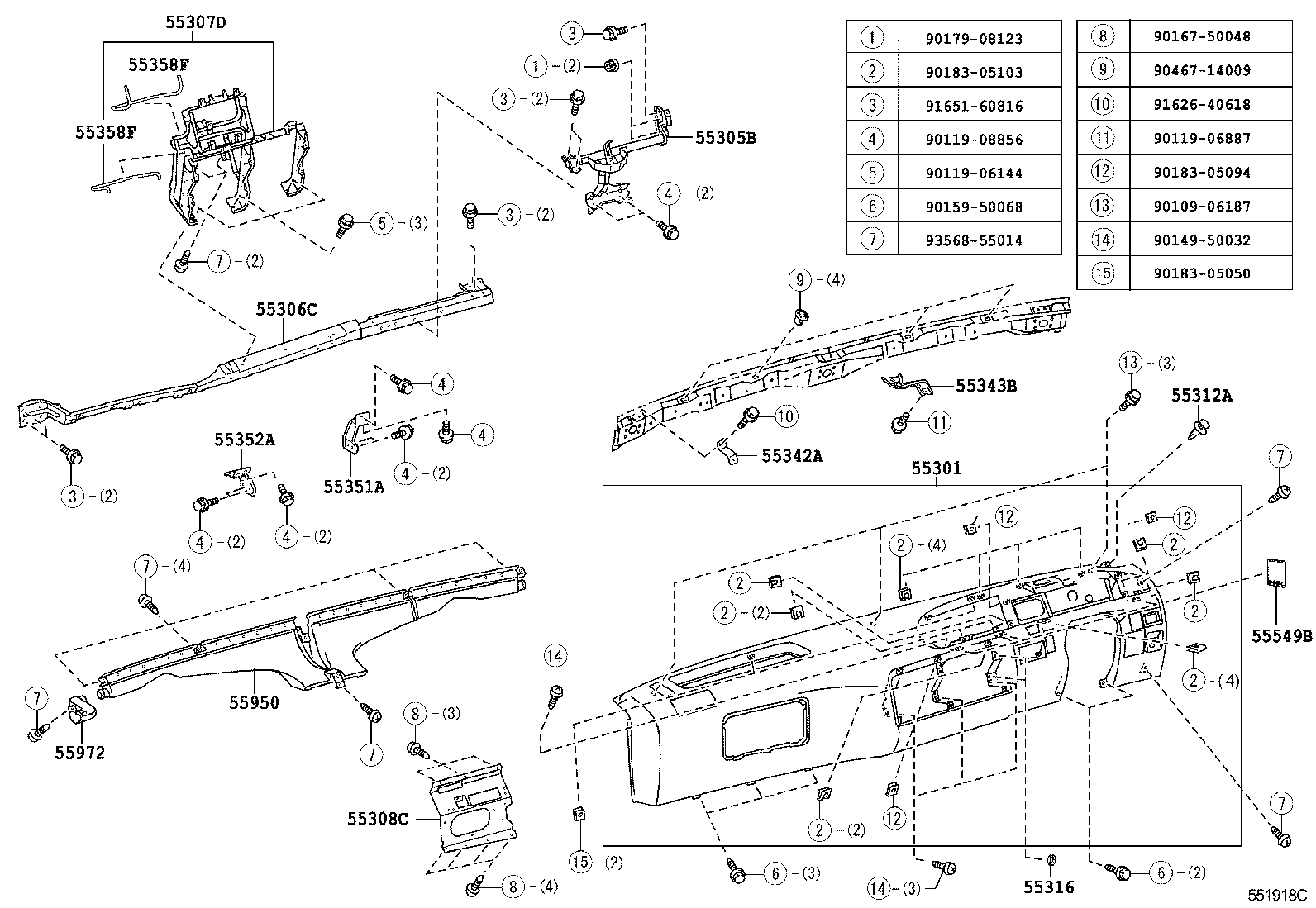 55342-36030 BRACE, INSTRUMENT PANEL TO COWL, NO.2 product image