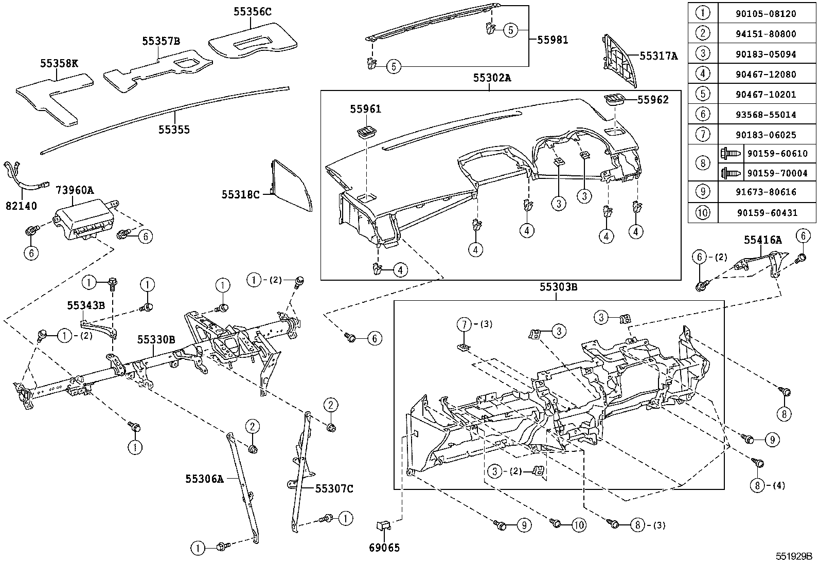 55302-02210-B0 PANEL SUB-ASSY, INSTRUMENT, UPPER product image