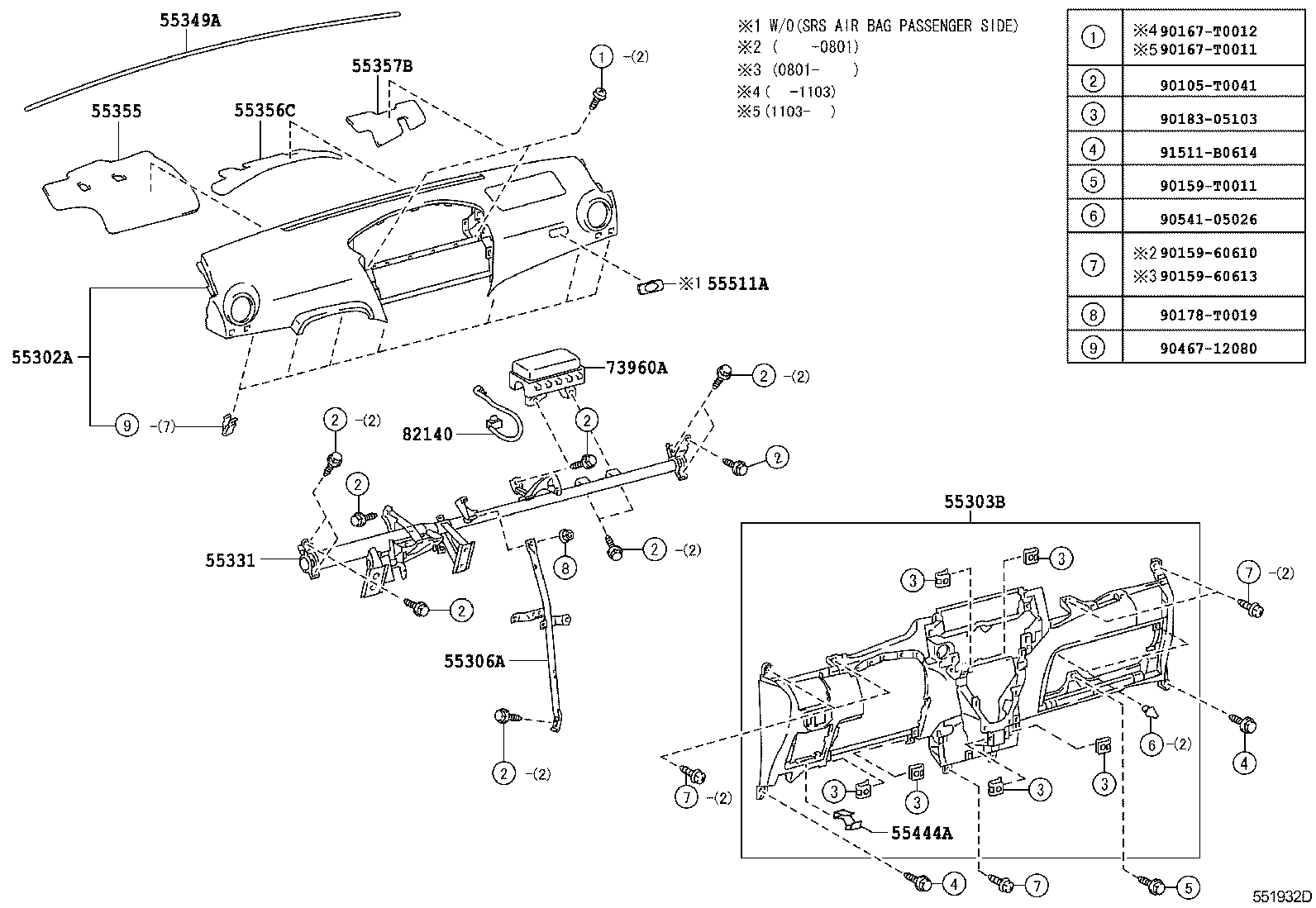 55302-0D080-B0 PANEL SUB-ASSY, INSTRUMENT, UPPER product image