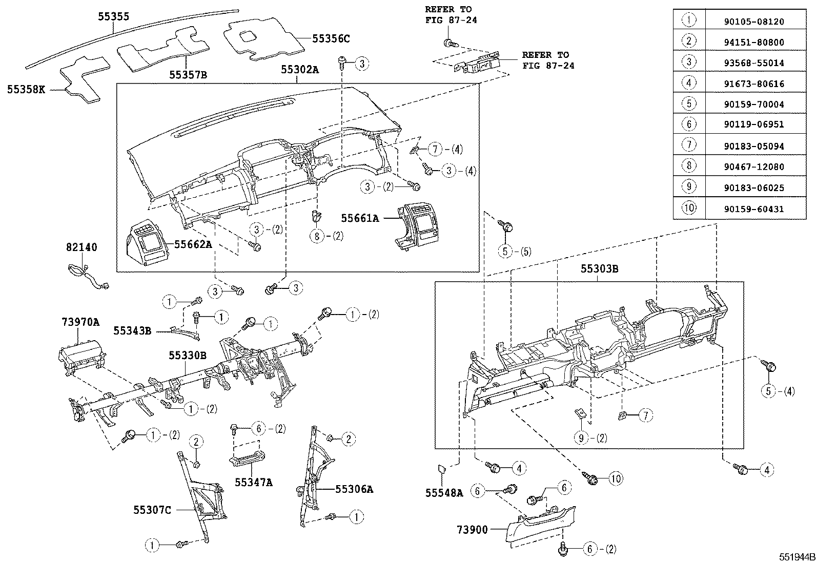 55302-12180-J1 PANEL SUB-ASSY, INSTRUMENT, UPPER product image