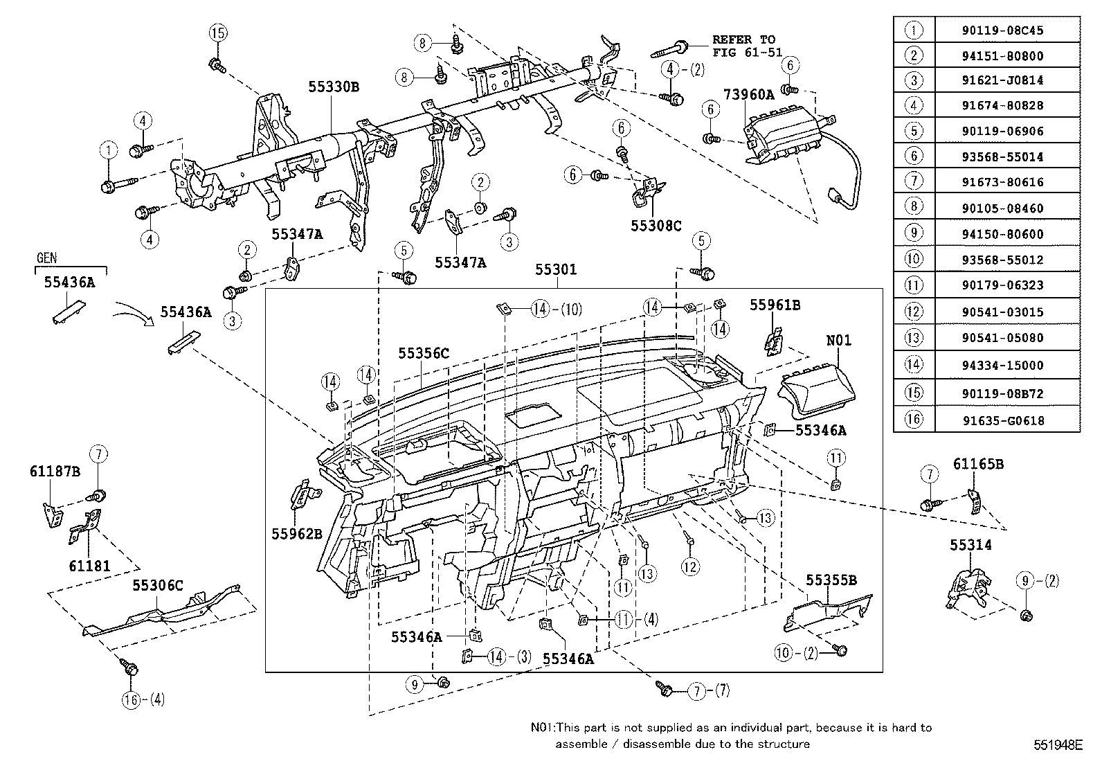 55042-35010-B0 DOOR SUB-ASSY, INSTRUMENT PANEL BOX, NO.2 product image