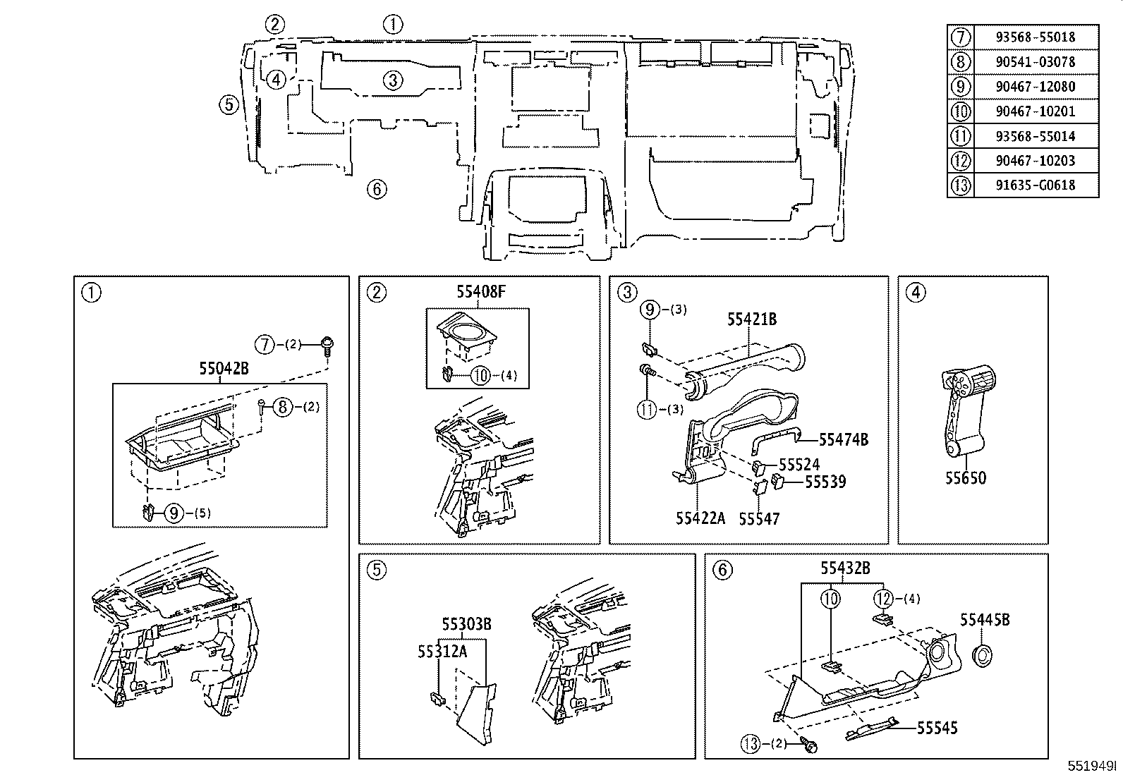 55042-35010-B0 DOOR SUB-ASSY, INSTRUMENT PANEL BOX, NO.2 product image