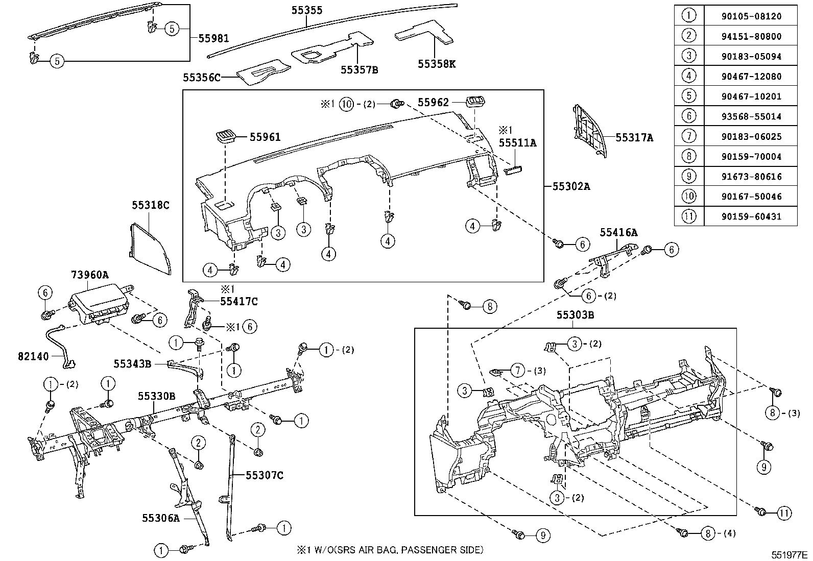 55302-12201-E0 PANEL SUB-ASSY, INSTRUMENT, UPPER product image