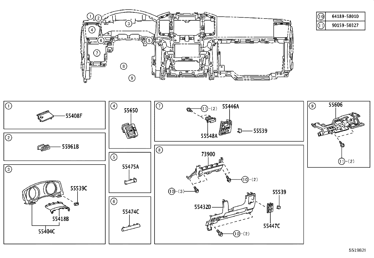 55405-60420 PANEL SUB-ASSY, INSTRUMENT CLUSTER FINISH, CENTER product image