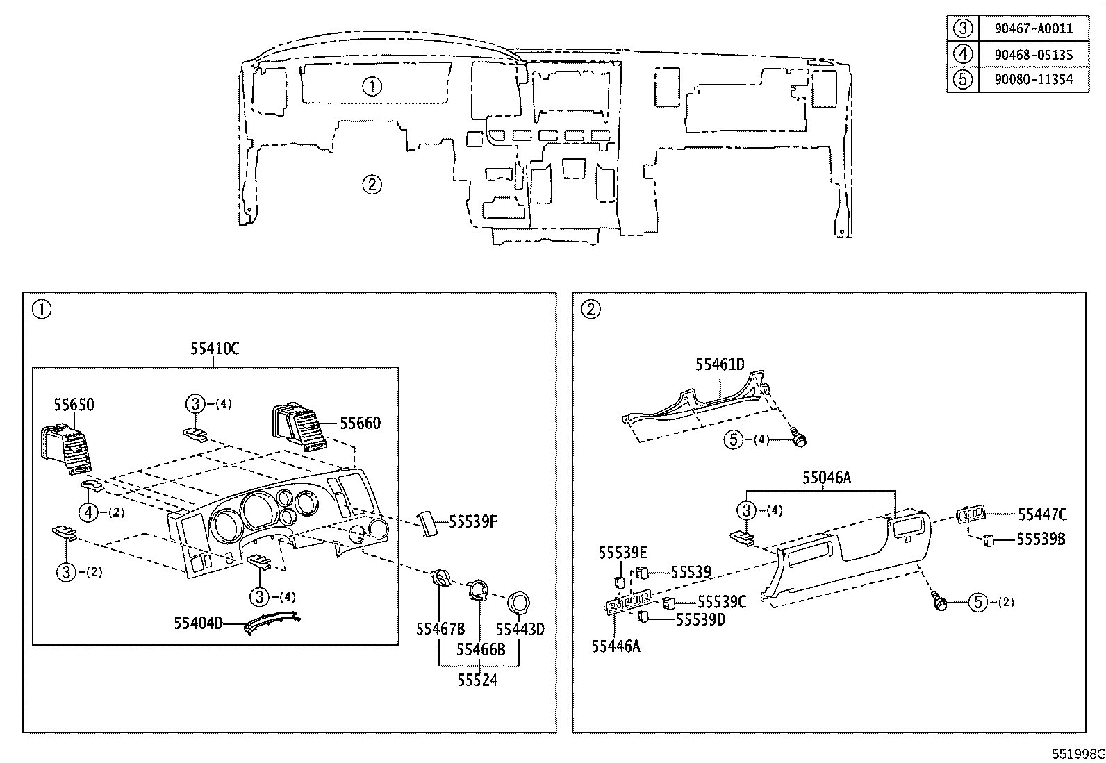 55403-0C040 PANEL SUB-ASSY, INSTRUMENT PANEL FINISH product image