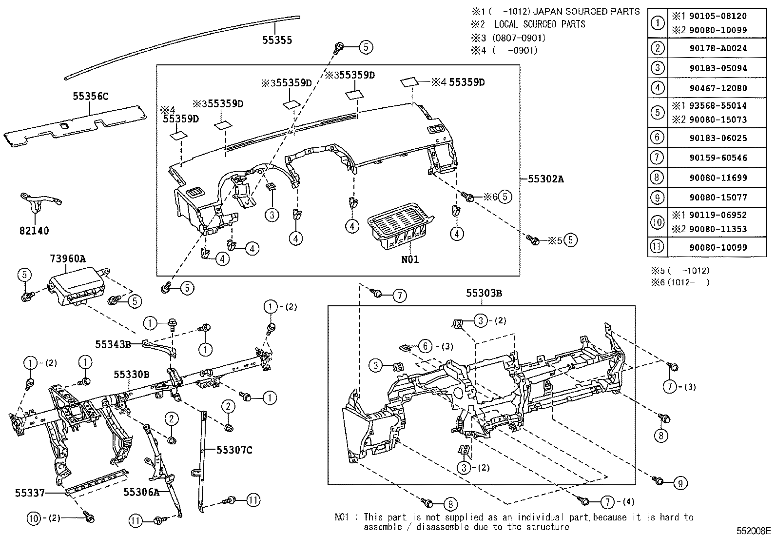 55302-02260-E0 PANEL SUB-ASSY, INSTRUMENT, UPPER product image