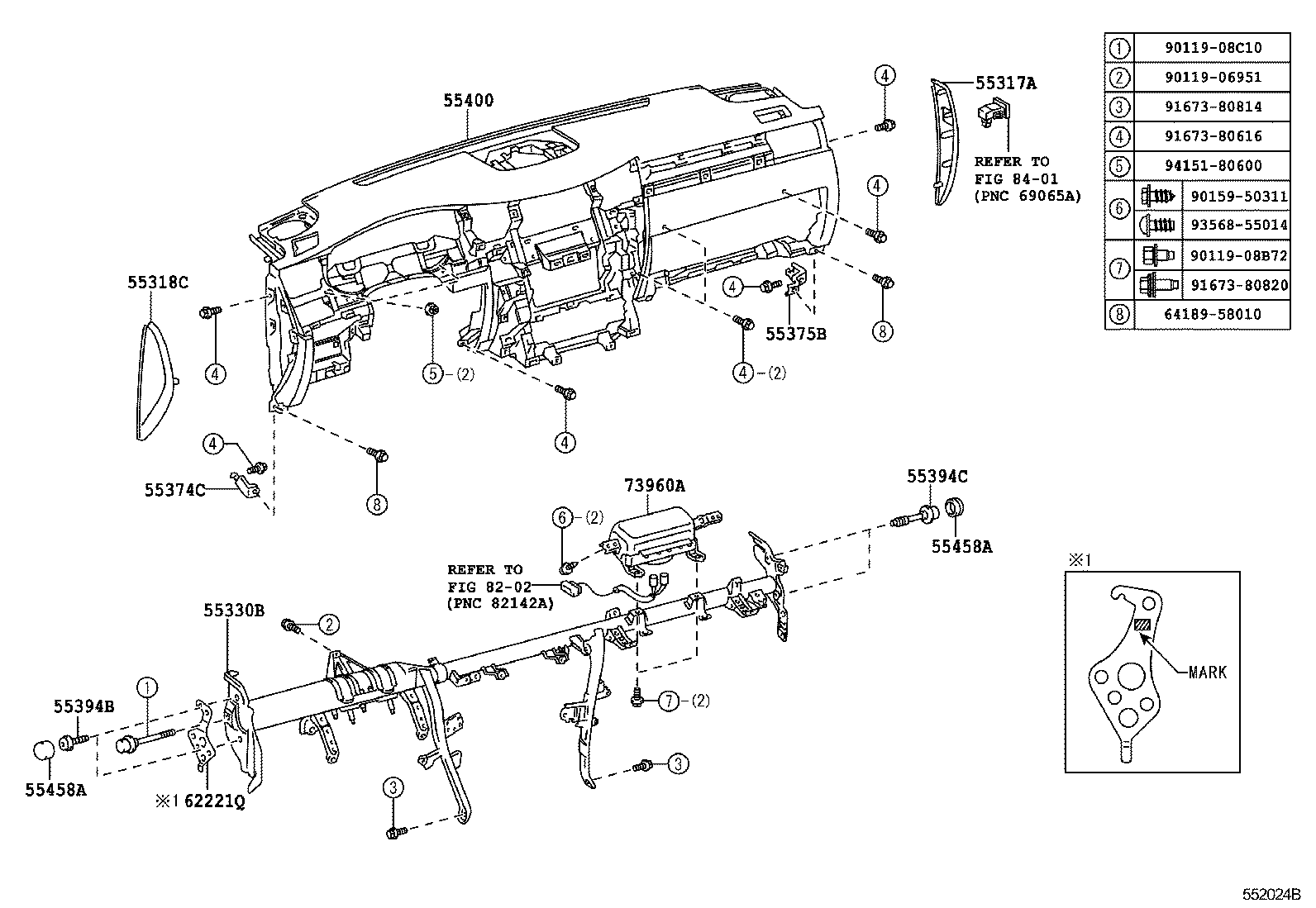 55405-60280 PANEL SUB-ASSY, INSTRUMENT CLUSTER FINISH, CENTER product image