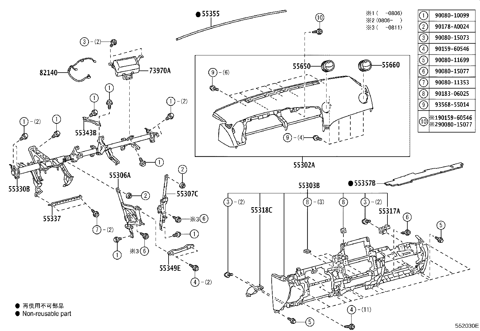 55302-02250-B0 PANEL SUB-ASSY, INSTRUMENT, UPPER product image