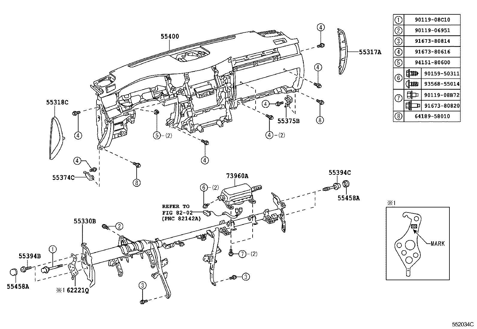 55405-60460 PANEL SUB-ASSY, INSTRUMENT CLUSTER FINISH, CENTER product image