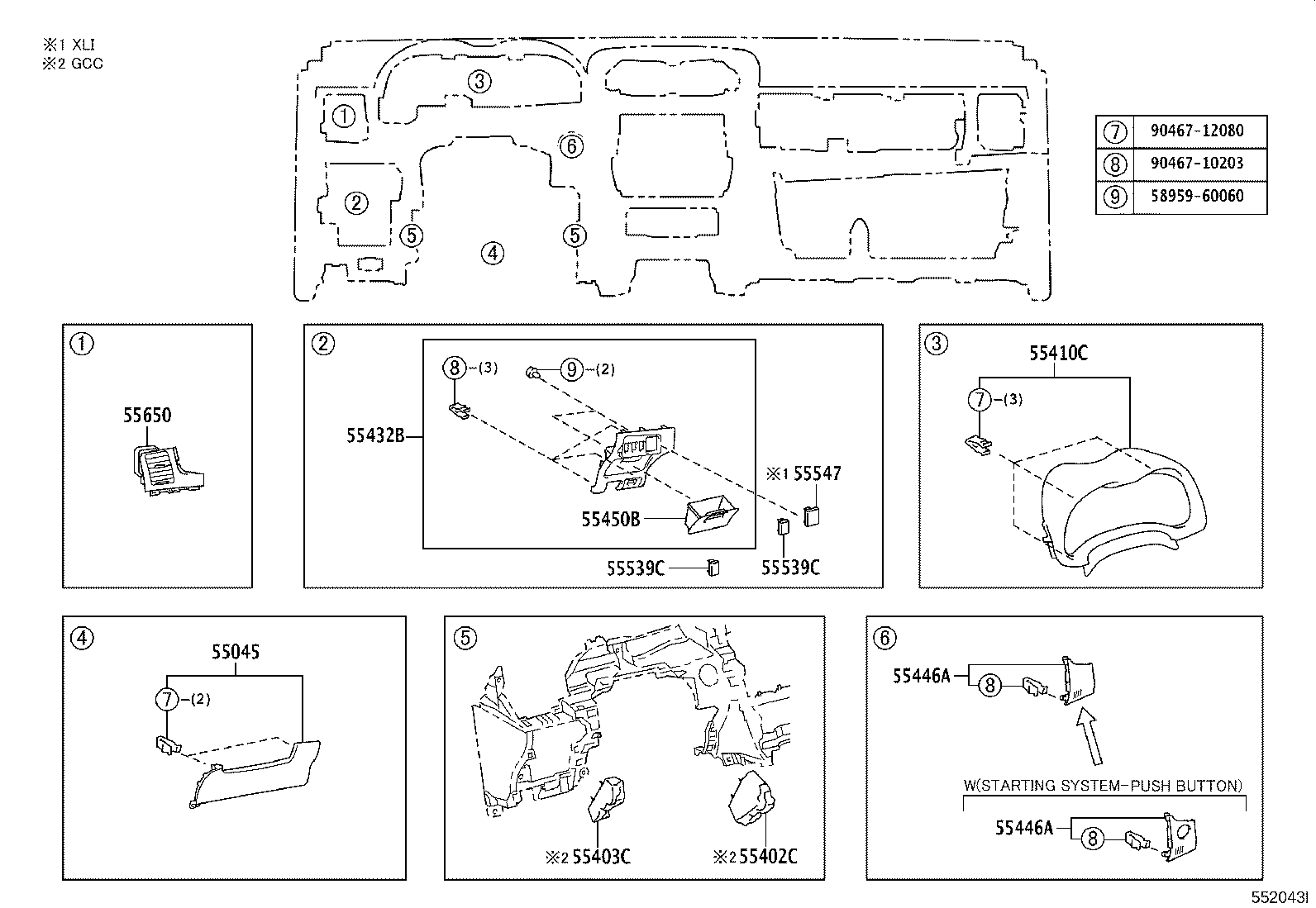 55405-02120 PANEL SUB-ASSY, INSTRUMENT CLUSTER FINISH, CENTER product image