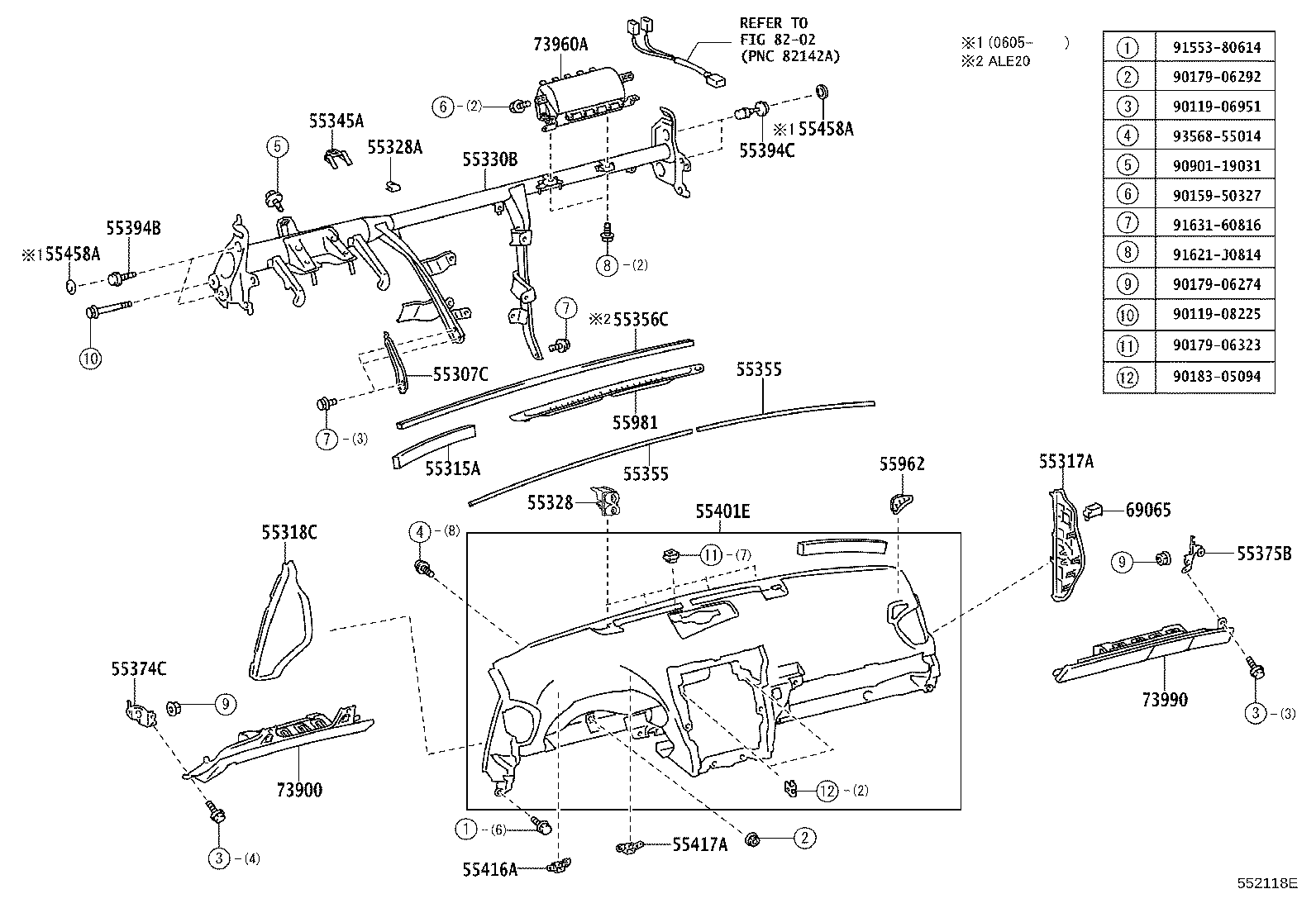 55054-53010 STOPPER SUB-ASSY, GLOVE COMPARTMENT DOOR product image