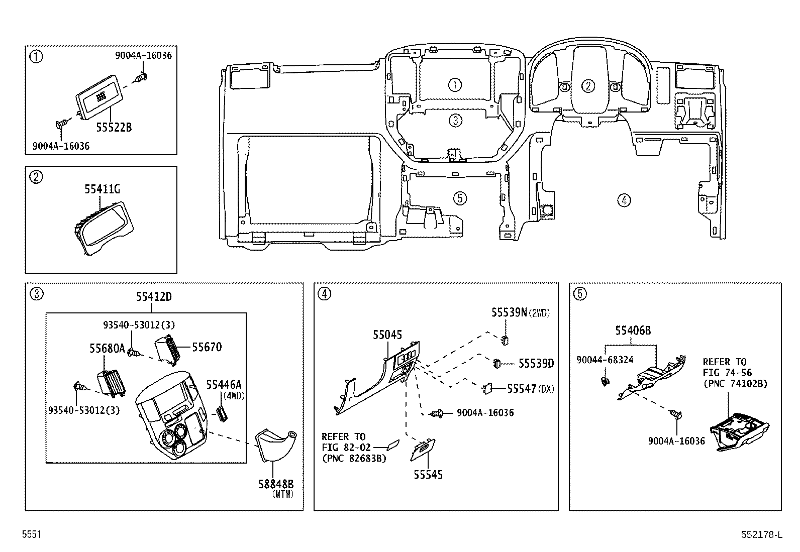 55355-BZ070 CUSHION, INSTRUMENT PANEL, NO.1 product image