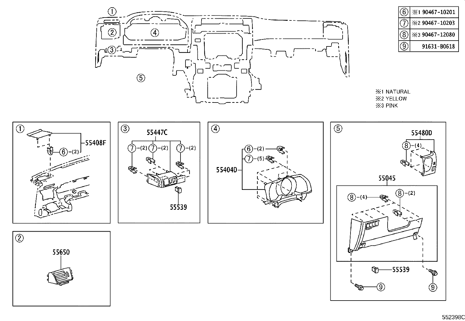 55054-35030 STOPPER SUB-ASSY, GLOVE COMPARTMENT DOOR product image
