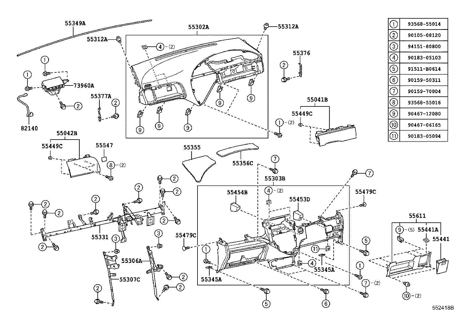 55302-52040-B0 PANEL SUB-ASSY, INSTRUMENT, UPPER product image