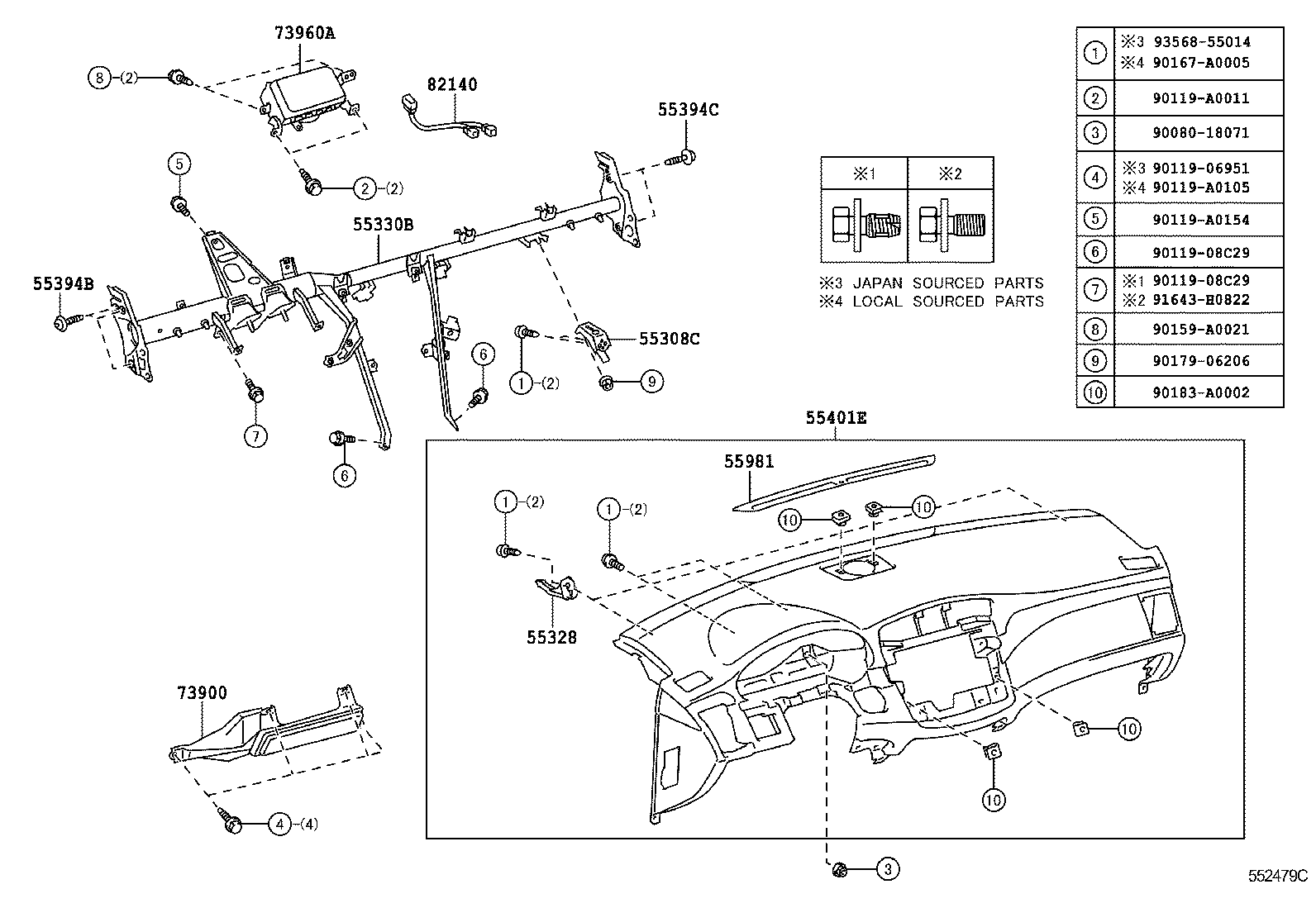 55405-07010 PANEL SUB-ASSY, INSTRUMENT CLUSTER FINISH, CENTER product image