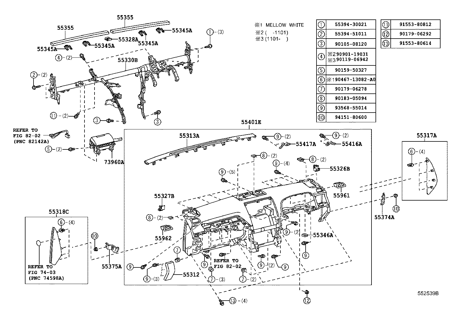 55054-30050 STOPPER SUB-ASSY, GLOVE COMPARTMENT DOOR product image