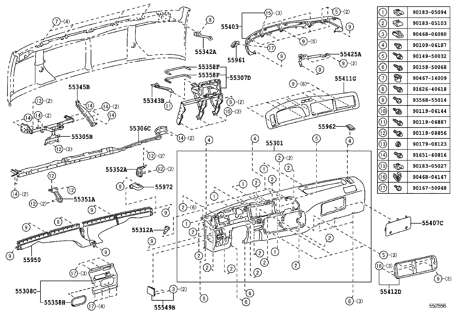 55301-36080 PANEL SUB-ASSY, INSTRUMENT product image