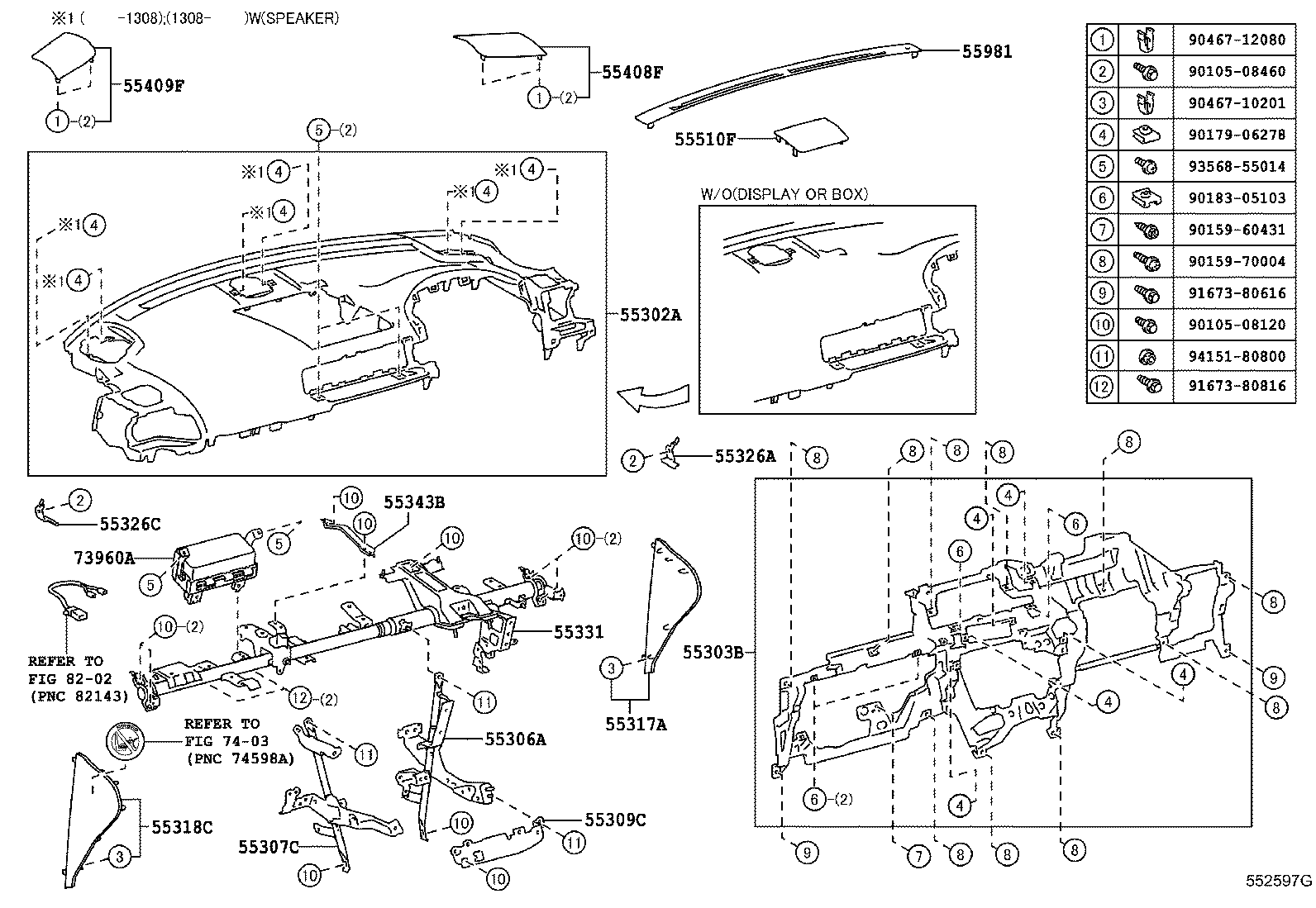 55302-76121-C0 PANEL SUB-ASSY, INSTRUMENT, UPPER product image