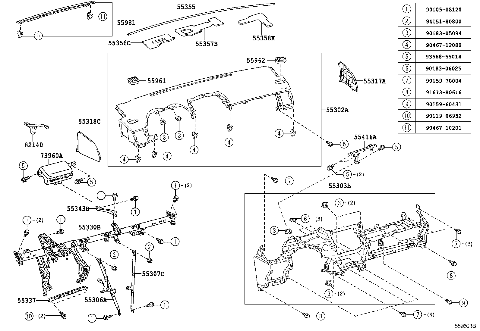 55302-12191-E0 PANEL SUB-ASSY, INSTRUMENT, UPPER product image