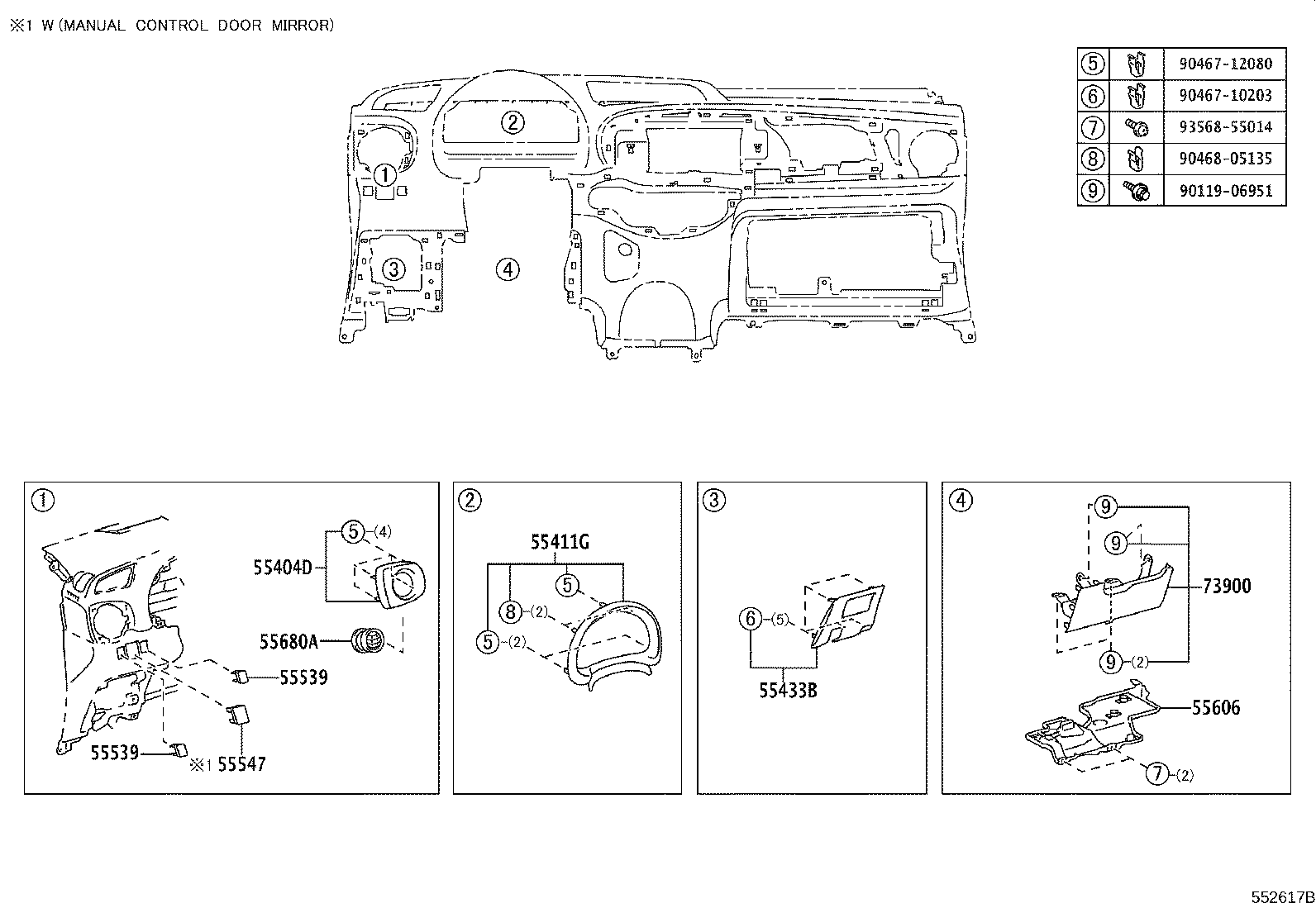 55054-52020 STOPPER SUB-ASSY, GLOVE COMPARTMENT DOOR product image