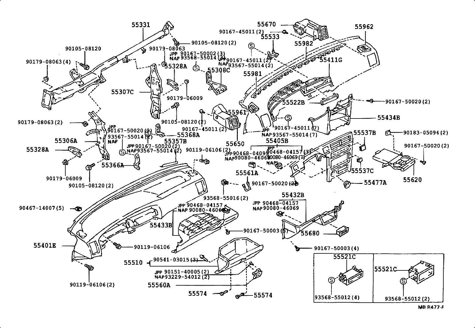 55405-02010-B1 PANEL SUB-ASSY, INSTRUMENT CLUSTER FINISH, CENTER product image