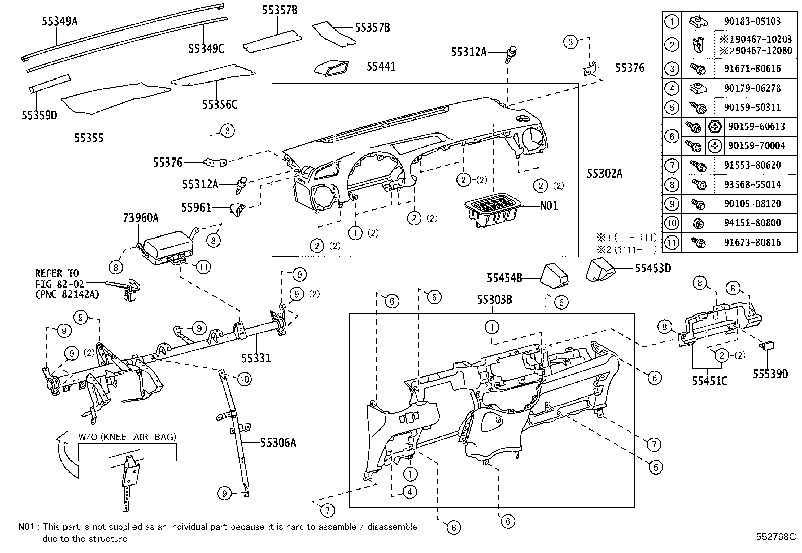 55405-52B40 PANEL SUB-ASSY, INSTRUMENT CLUSTER FINISH, CENTER product image