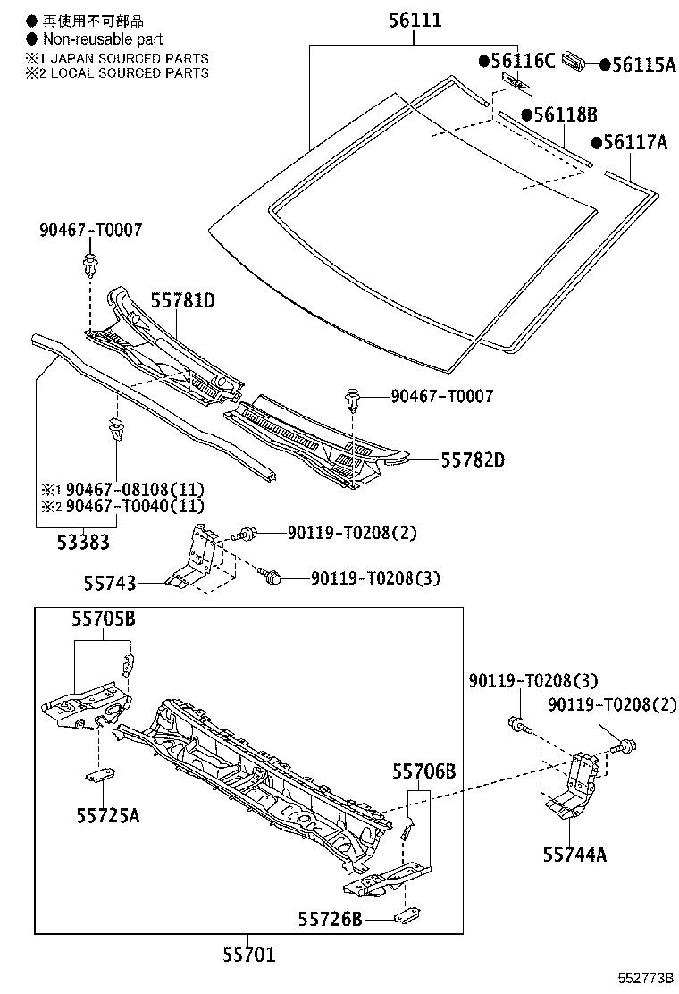 55700-0K160 PANEL SUB-ASSY, COWL product image
