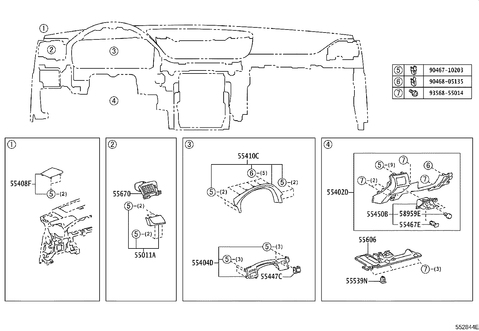 55054-30060 STOPPER SUB-ASSY, GLOVE COMPARTMENT DOOR product image
