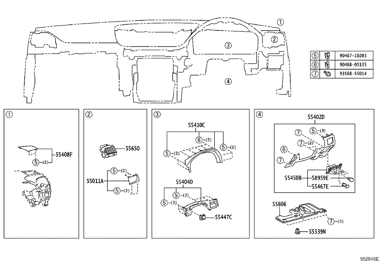 55054-30060 STOPPER SUB-ASSY, GLOVE COMPARTMENT DOOR product image