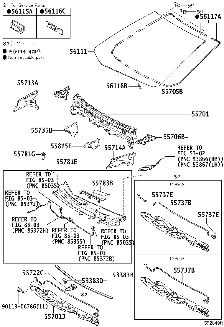55708-52260 LOUVER SUB-ASSY, COWL TOP VENTILATOR product image