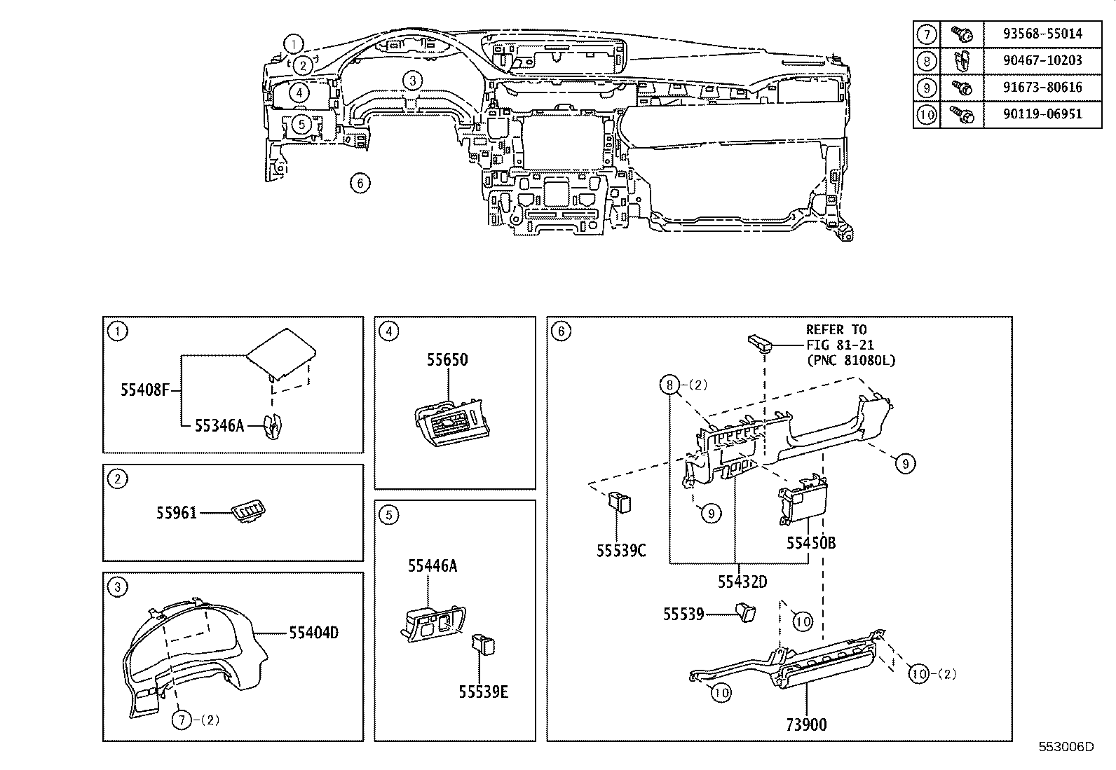 55405-33270 PANEL SUB-ASSY, INSTRUMENT CLUSTER FINISH, CENTER product image