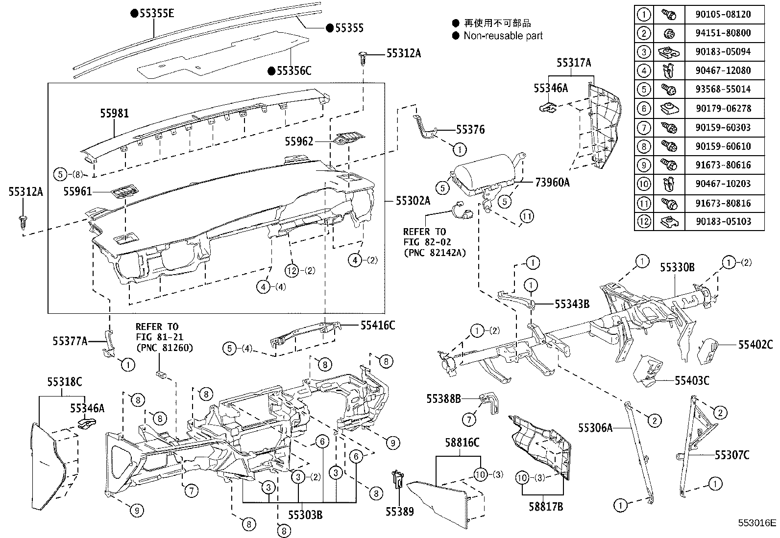 55406-12640 PANEL SUB-ASSY, INSTRUMENT CLUSTER FINISH, LOWER CENTER product image