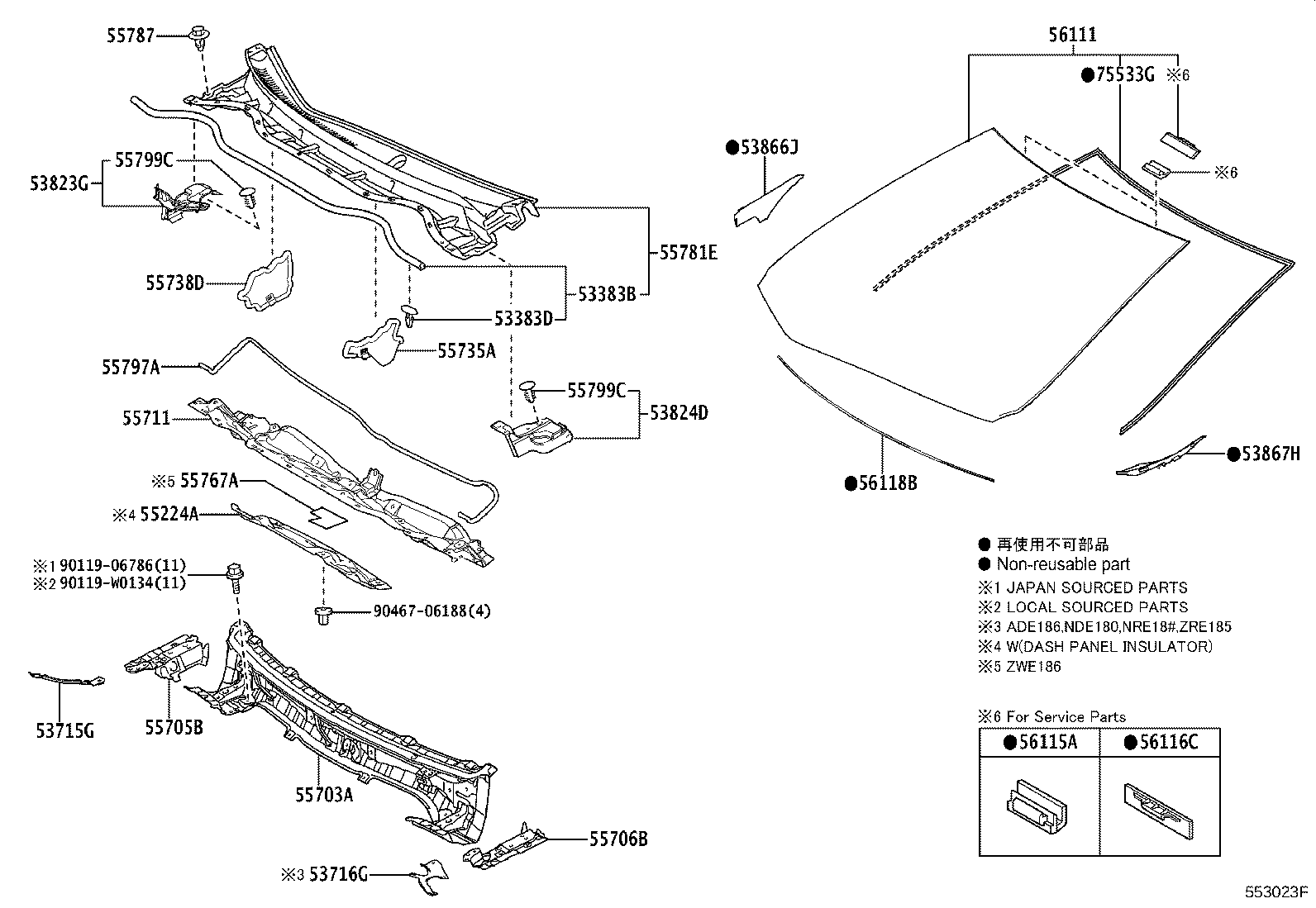 55708-02480 LOUVER SUB-ASSY, COWL TOP VENTILATOR product image