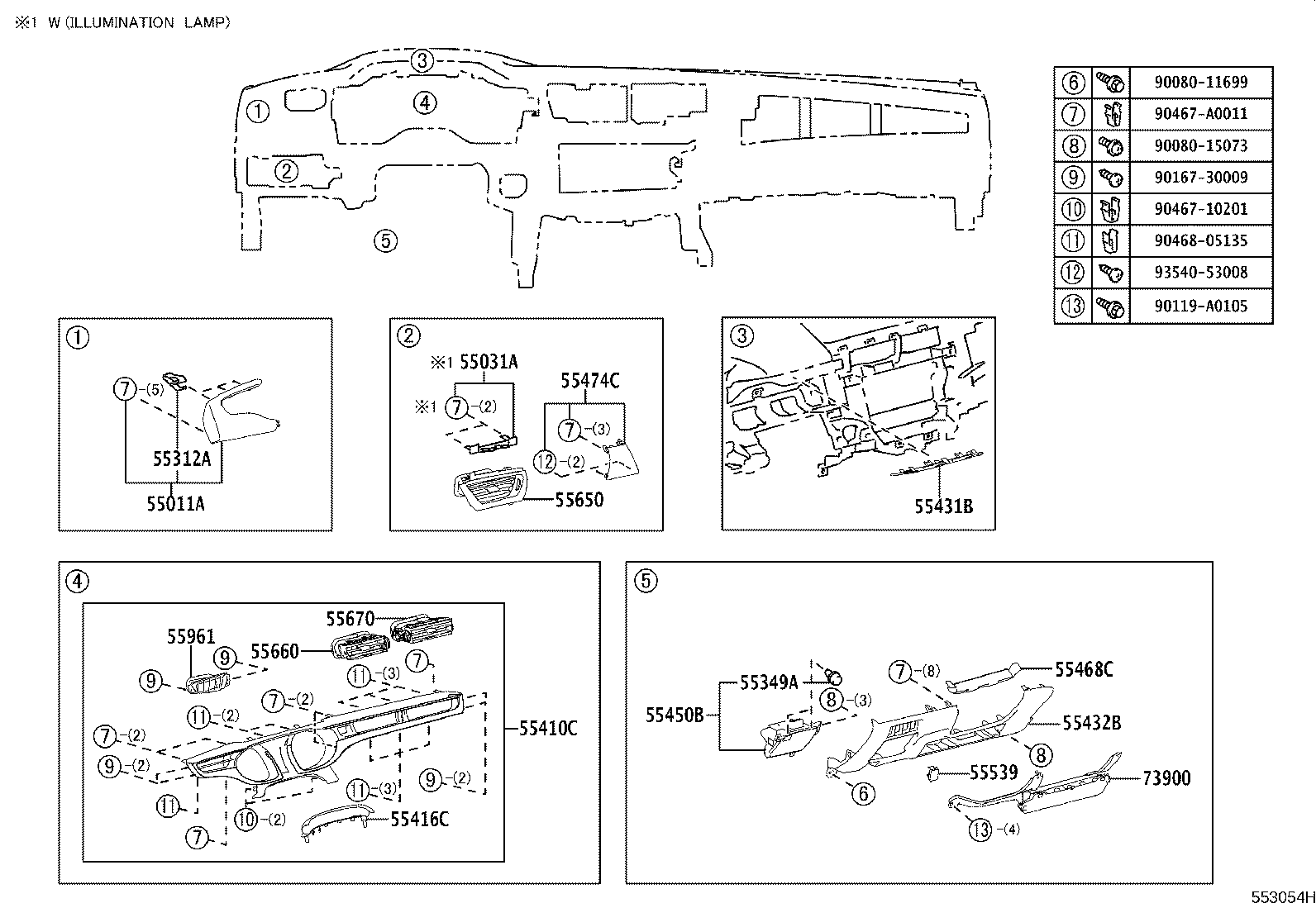 55054-07010 STOPPER SUB-ASSY, GLOVE COMPARTMENT DOOR product image