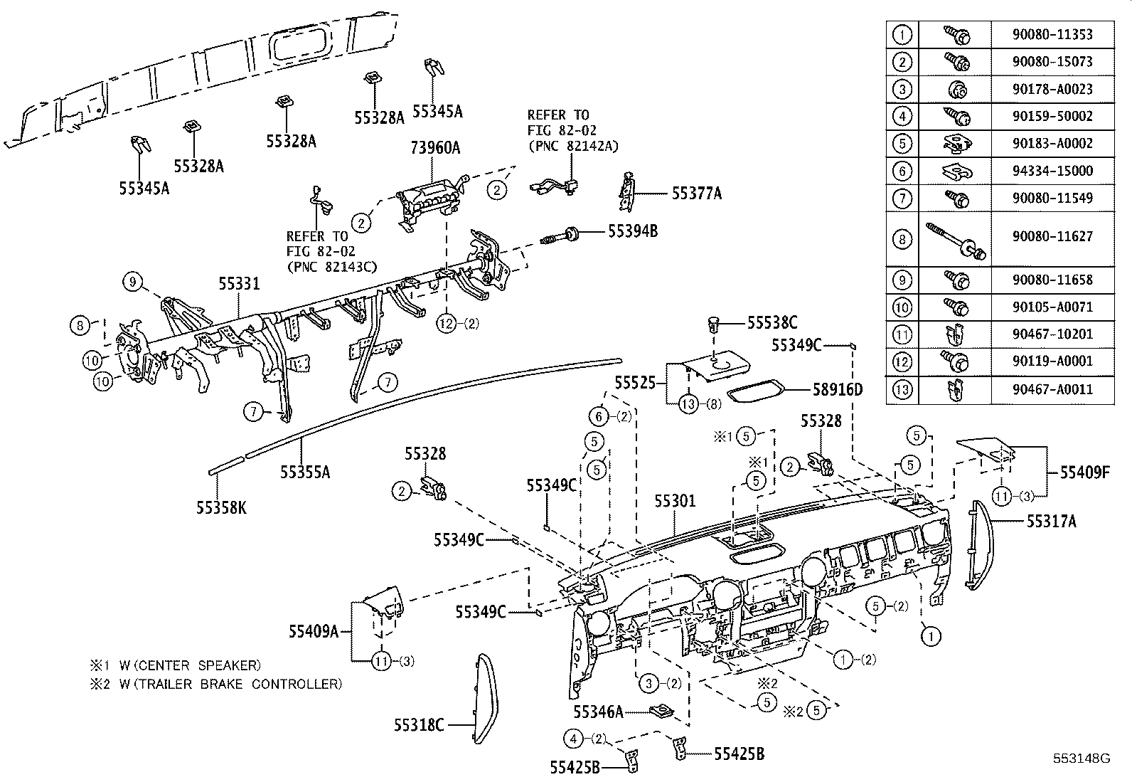 55054-0C010 STOPPER SUB-ASSY, GLOVE COMPARTMENT DOOR product image