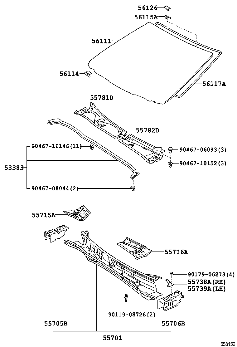 55700-50080 PANEL SUB-ASSY, COWL product image