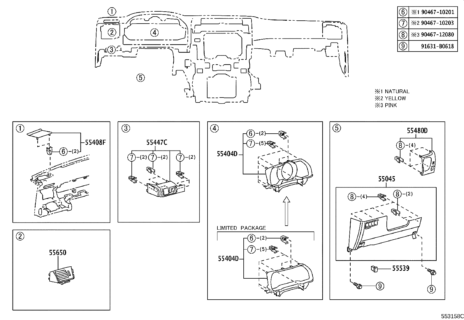 55054-35030 STOPPER SUB-ASSY, GLOVE COMPARTMENT DOOR product image