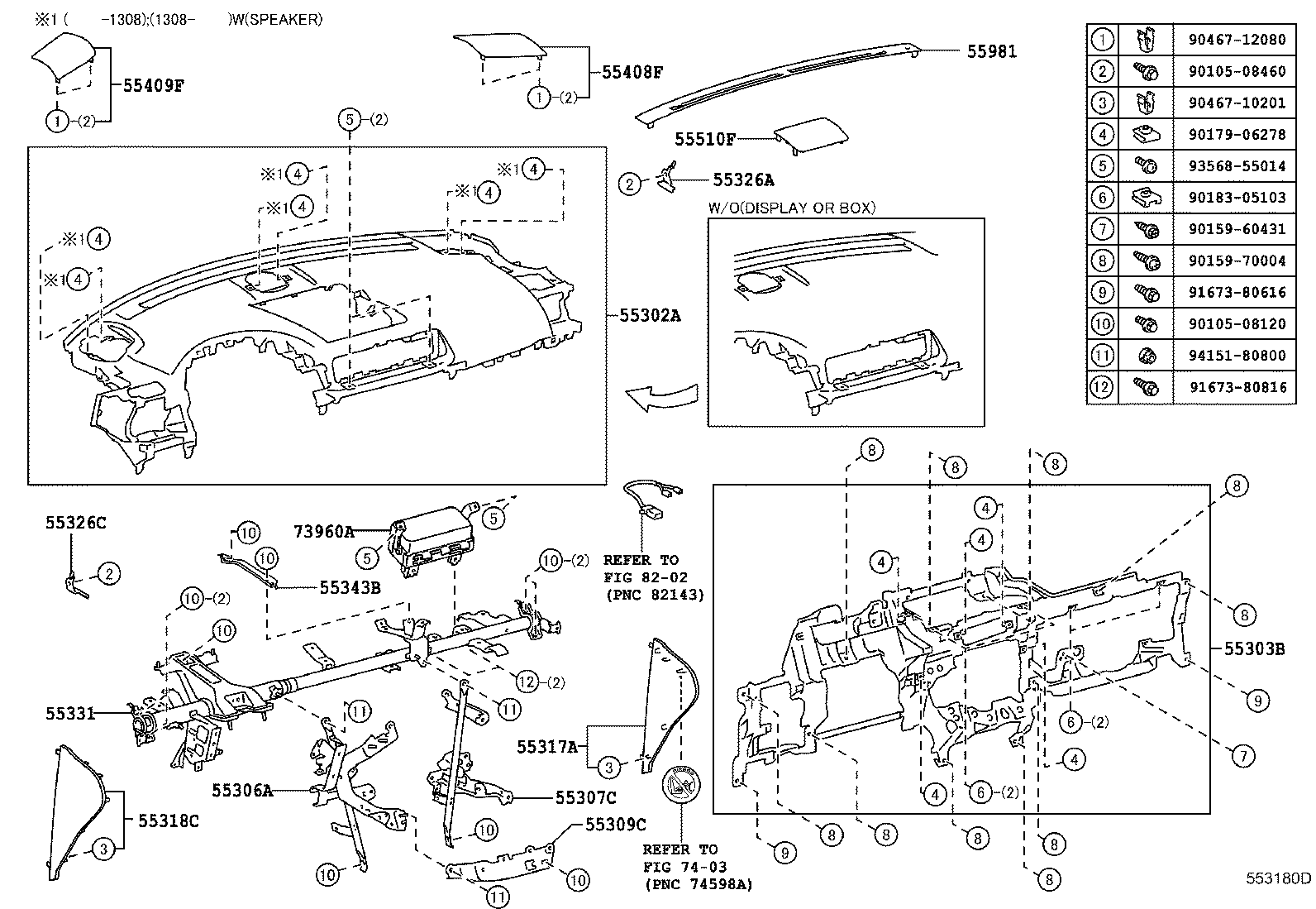 55302-76121-C0 PANEL SUB-ASSY, INSTRUMENT, UPPER product image