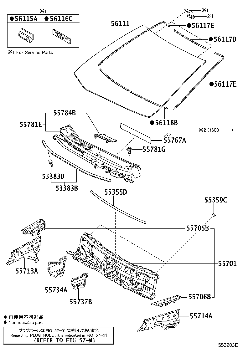 55708-0D290 LOUVER SUB-ASSY, COWL TOP VENTILATOR product image